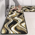 thumbnail image 2 of Kitchen Rugs Sets Of 2,Black Gold White Marble Pattern Anti Fatigue Kitchen Mat Rugs Non Slip Washable,Decorative Kitchen Floor Mats for Kitchen,Sink,Laundry,17"x47"+17"x47", 2 of 5