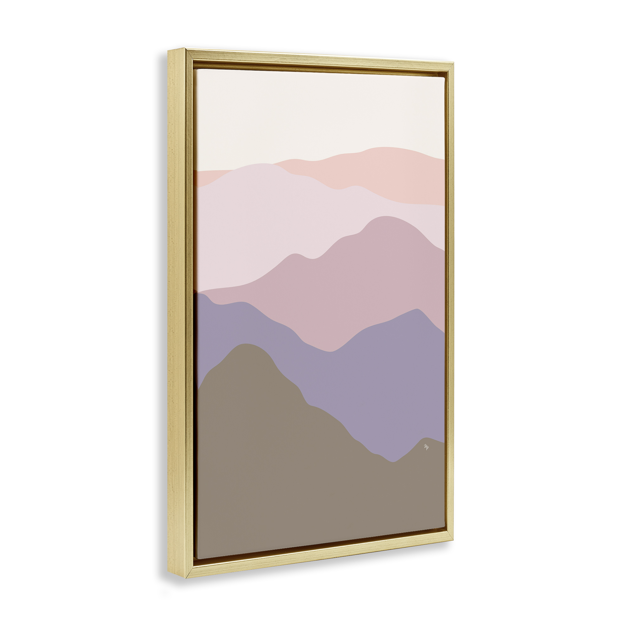 Stupell Industries Subtle Pastel Hills Landscape Painting Gold Floater Framed Canvas Art Print Wall Art, 21 x 31
