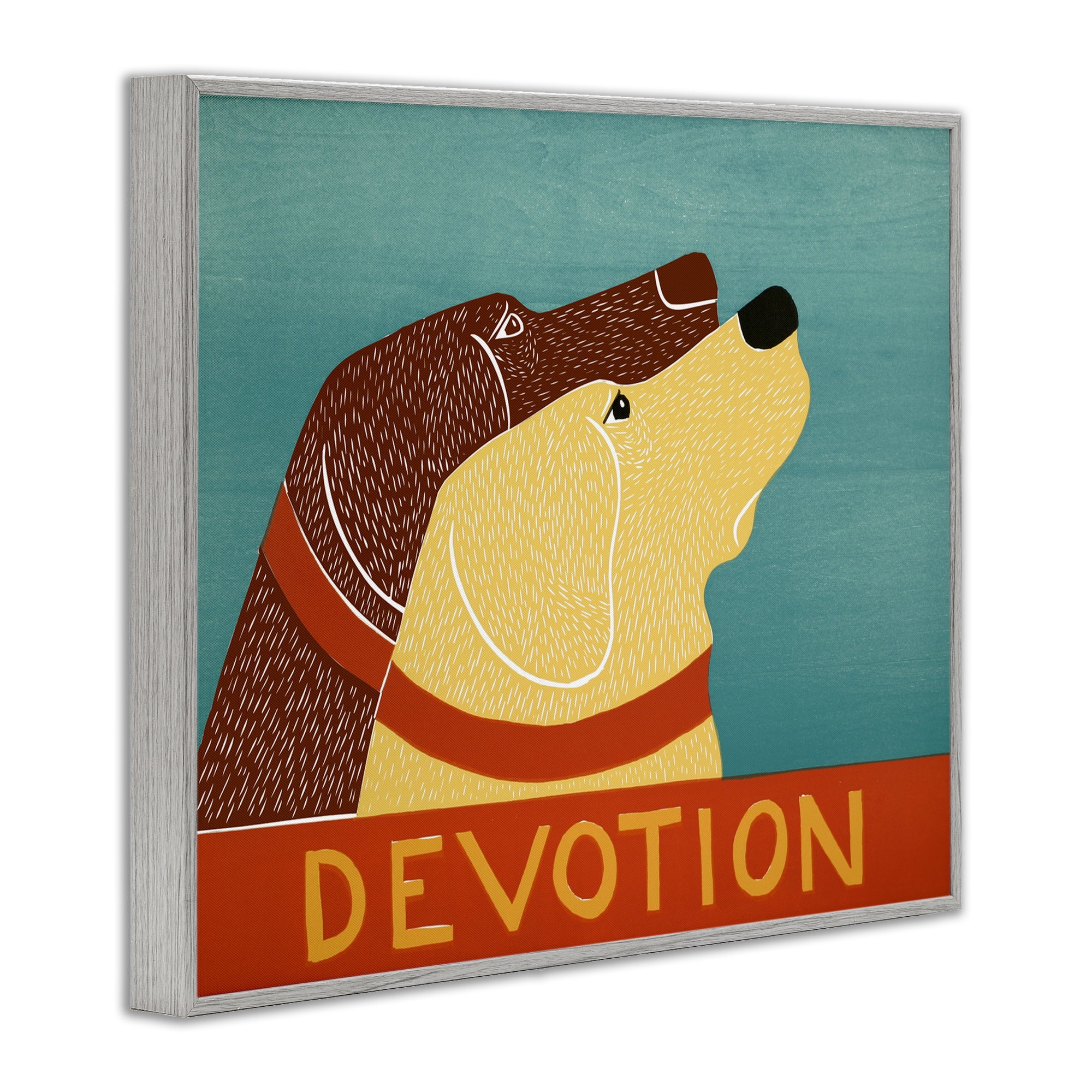 Devotion Dog Duo Gray Framed Giclee Art, design by Stephen Huneck