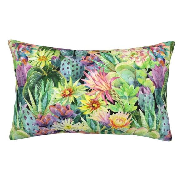 KLL Watercolor Blooming Cactus Pillow Covers Envelope Closure,Super Soft and Cozy Fuzzy Fleece Pillow Case Cover-20"x30"