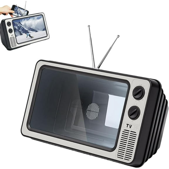 12'' Screen Magnifier for Cell Phone,Retro TV Amplifier 3D HD Mobile Phone Screen Magnifying Enlarger for Movies Videos Games ，Foldable Portable Phone Projector Stand  (Gray)（XX）