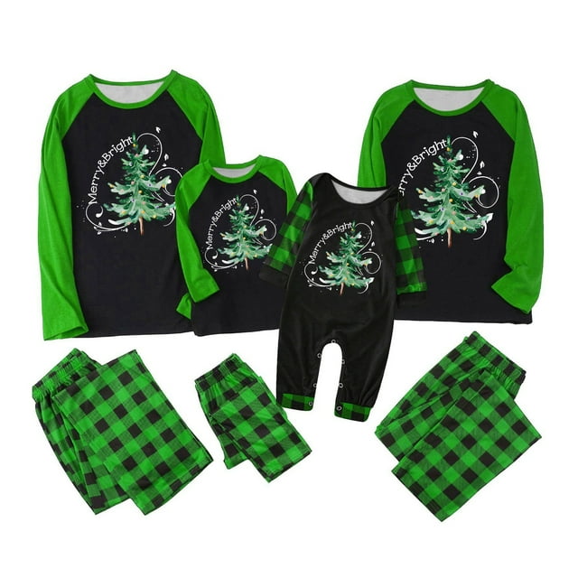 Family Christmas Pajamas High-quality Matching Family Outfits Santa's Tree Pattern Christmas Pjs for Family, Perfect for Christmas Photos & Holiday Celebrations, Sizes for All