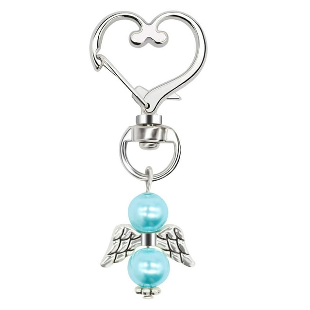 Llaveros para mujer, llavero de billetera, llavero de auto, lindo llavero de ángel, llavero blanco/azul, llavero colgante para baby shower, regalos, llavero.