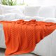 thumbnail image 2 of Suave 100% Algodón Punto Manta para Sofá y Diván Ligero Cable Tejida Cobija Casa Decorativo Cobija Rojo naranja 60 x 78, 2 of 11