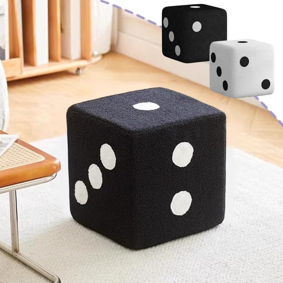 Dice Stool, 8x8x8 Inches Shoes Stool Footstool Dice Design Living Room, Funky Chair Home Stool Entrance Shoe Benches Dice-Patterned Stool (Black)