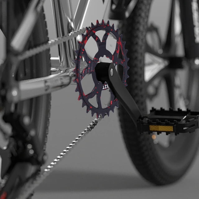 Bike Chainring, 32T Round Chainwheel Hollow Single Chain Positive and Negative Tooth Disc Chainring