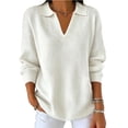 thumbnail image 3 of Jsaierl Women's Ribbed Collared V Neck Sweatshirts Pullovers Soft Comfortable Fashion Casual Work Tops S-2XL, 3 of 6