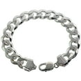 thumbnail image 2 of Sterling Silver Thick Curb Cuban Link Chain Necklace 13mm Beveled Edges Nickel Free Italy 24 inch, 2 of 3
