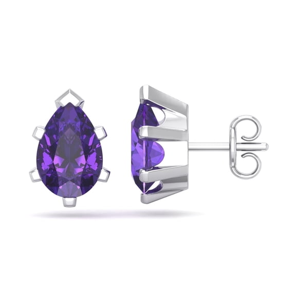 SuperJeweler 2 Carat Pear Shape Amethyst Stud Earrings In Sterling Silver For Women