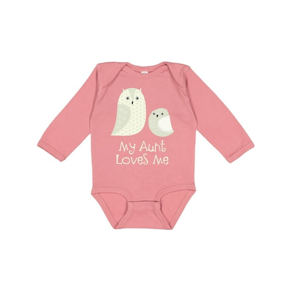 Inktastic Aunt Loves Me Owls Boys or Girls Long Sleeve Baby Bodysuit