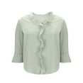 thumbnail image 3 of YUANxueke Womens Dressy Blouses Ruffle Half Sleeve Shirts Casual Comfortable V Neck Trendy Tops Elegant Summer Fashion Outfits, 3 of 5
