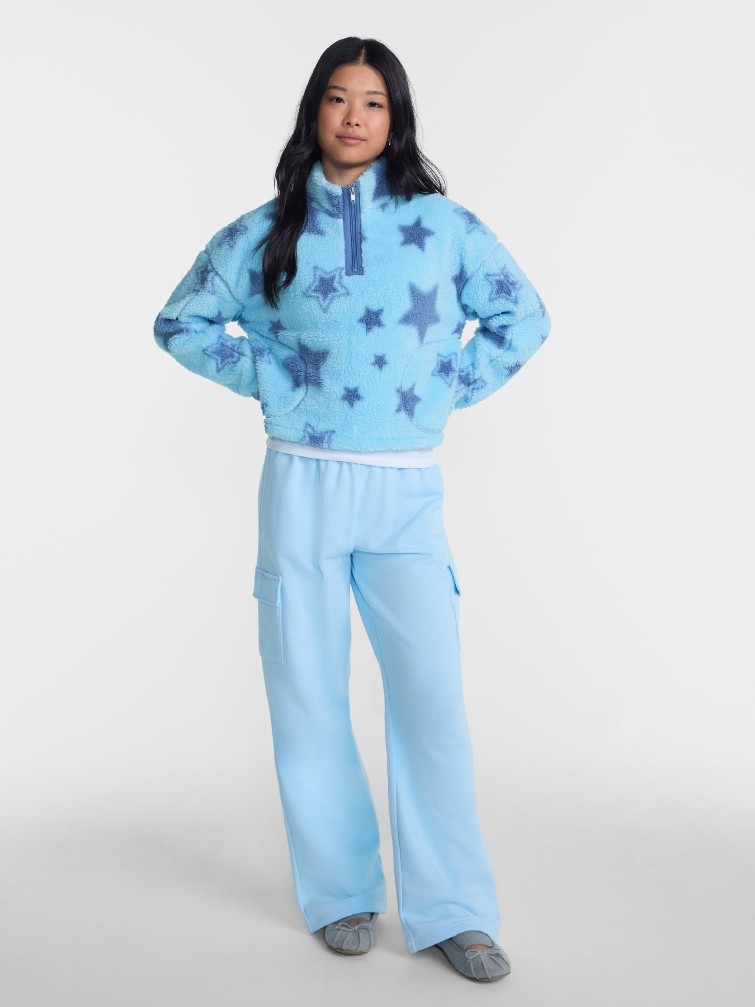 No Boundaries Faux Shearling Plush Pullover, Women's & Women’s Plus XXS-4X