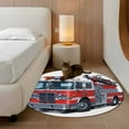 thumbnail image 3 of Fire Trucks Large Area Rugs for Bedroom Living Room, Soft Non Slip Carpet Bedside Rug, Modern Cartoons Vehicles Round Floor Cover Kitchen Accent Rug 3' for Dining Room/Office, 3 of 9