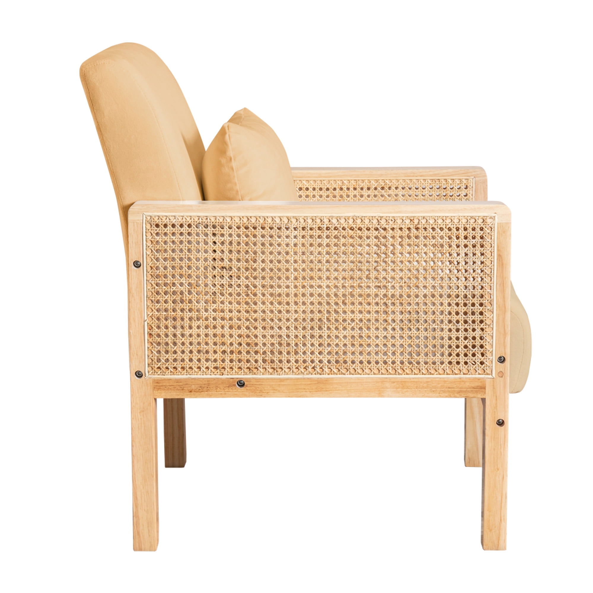BonzyHome Mid Century Modern Accent Chair, Rattan Armless Chair 