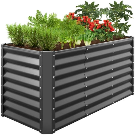Best Choice Products 4x2x2ft Outdoor Metal Raised Garden Bed  Planter Box for Vegetables  Flowers  Herbs - Charcoal
