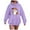 Purple, variant on Women's Casual Halloween Hoodie - Cute Ghost & Pumpkin Print Pullover Sweatshirt, Fall Long Sleeve Hooded Fleece Top with Pocket Grey, XXL