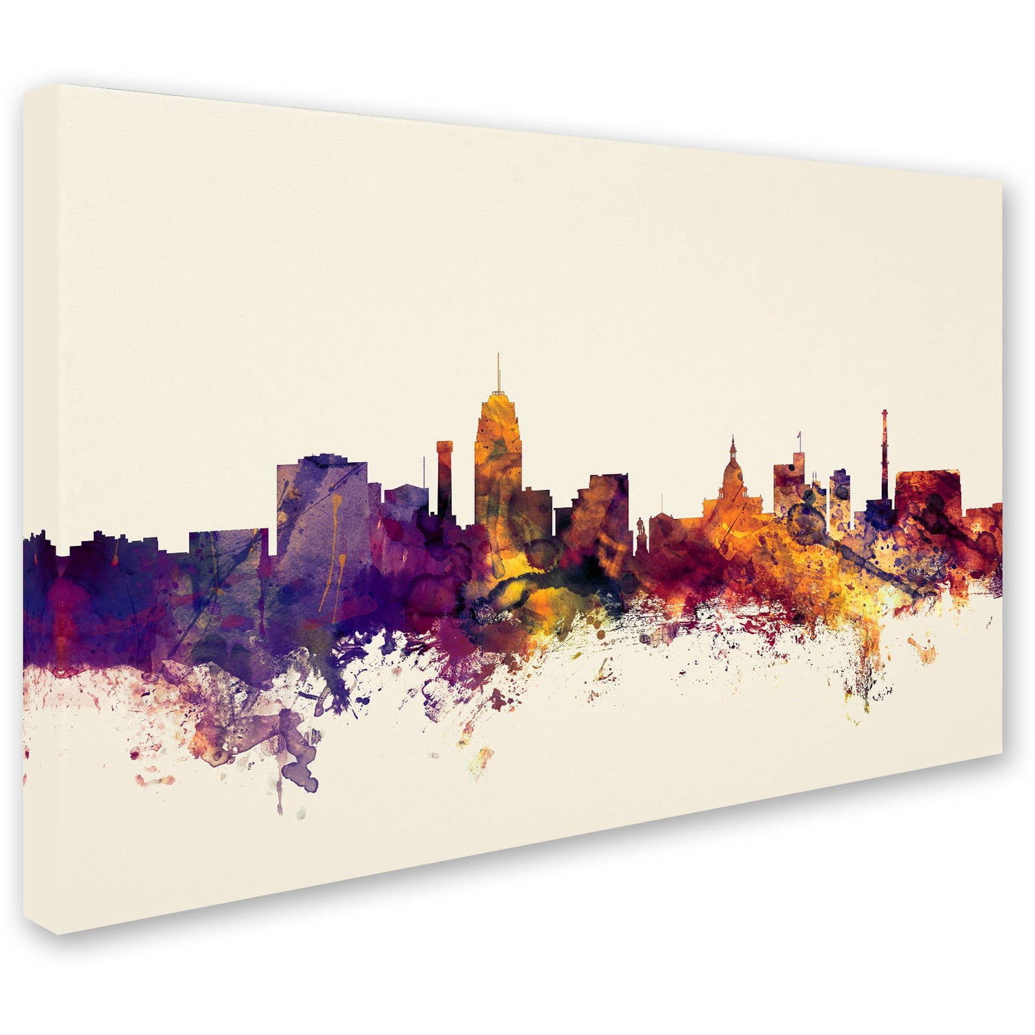Trademark Fine Art "Lansing Michigan Skyline" Canvas Art by Michael Tompsett