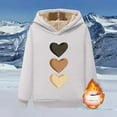 thumbnail image 2 of Womens Winter Sweatshirts Velvet Lined Warm Soft Fashion Heart Print Hoodies Long Sleeves Loose Comfy Hooded Sweatshirt White L, 2 of 4