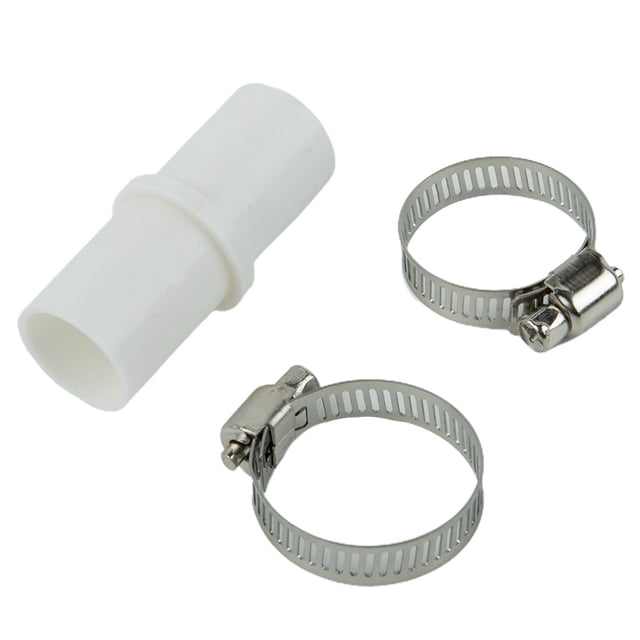 LEFU for Washing Machine Drain Hose Connector Kit with Adapter and Clamps, PP and Stainless Steel Construction for Easy Installation, White and Silver