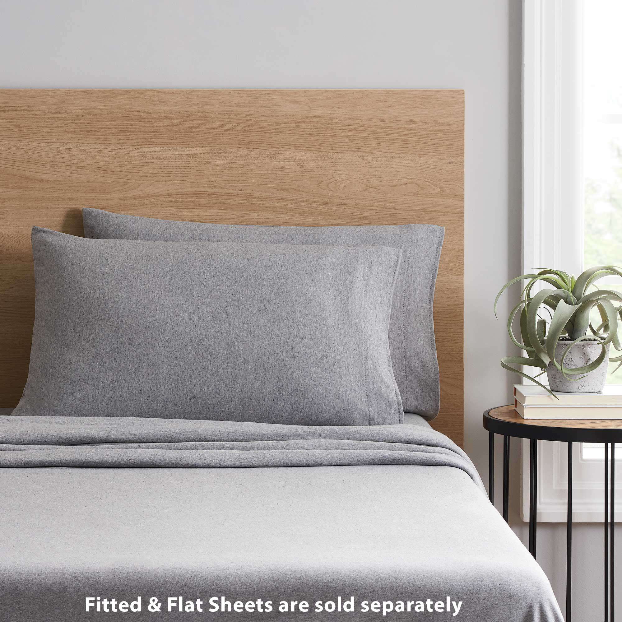 Mainstays Set of 2 Jersey King Pillowcases Gray Heather