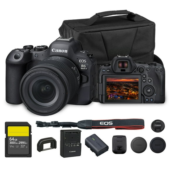 Canon EOS R6 Mark II Mirrorless Camera with RF 24-105mm f/4-7.1 IS STM Lens | 24.2MP Full-Frame CMOS Sensor, 4K 60p Video, Dual Pixel CMOS AF II with Shoulder Bag and 64GB Card