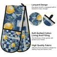 thumbnail image 2 of Yayeee Double Oven Mitt Kitchen Heat Resistant Baking 35" x7" Quilted Glove, Retro Plaid Lemon, 2 of 6