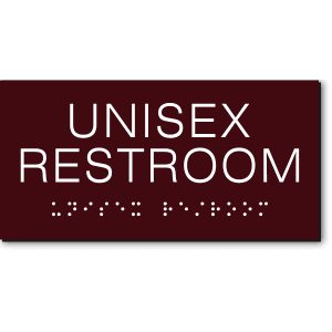 

California UNISEX RESTROOM Text Wall Sign-Brown / White (4 Units)