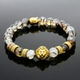 thumbnail image 2 of RSAMD 8MM Owl Buddha Beaded Natural Lava Stone Gold Silver Charm Fashion Men Bracelets-ABD078-2, 2 of 9