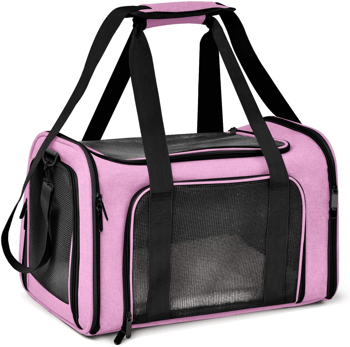 Medium, Pink ZaneSun Cat Carrier Dog Carrier Pet Carrier for Small Medium Cats Dogs Puppies of 15 Lbs,Airline Approved Dog Cat Travel Carrier 