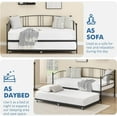 thumbnail image 5 of Twin Metal Daybed with Trundle, Pullout Trundle Bed Frame, Guest Sofa Bed with Steel Slat Support & Arched Headboard, No Box Spring Required, Black, 5 of 7