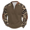 thumbnail image 2 of Blusas y camisas de manga larga con cuello redondo para hombre, talla grande, media cremallera, cuello redondo, estampado vintage de camuflaje, blusa de poliéster de manga larga para hombre, 2 of 4