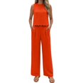 thumbnail image 2 of Aellinatey Women's Two Piece Sets With Back Tie Bow Top And Wide Leg Pants For Vacation Travel Outfits, 2 of 17
