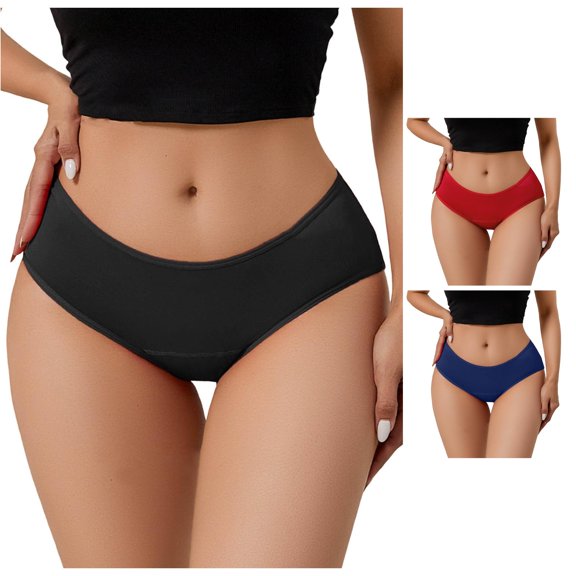 Xijirk Women's Low Waist Brief Panties Sleek Flat Knit Underwear with Gentle Inner Base Layer for Daily Casual Wear,Black,S