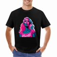 thumbnail image 3 of Self-confident Girl Comic Cartoon Portrait T-shirt Blue and Pink Tees T-shirt Art casual T shirt, 3 of 5