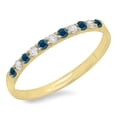 thumbnail image 1 of Dazzlingrock Collection 0.20 Carat (ctw) 10K Round Blue & White Diamond Ladies Wedding Band 1/5 CT, Yellow Gold, Size 5, 1 of 1