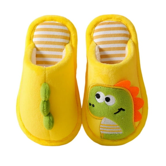 Otqutp Toddler Kids Plush Slippers Cute Dinosaur Comfort House Shoes Boys Girls Unisex Winter Warm Fuzzy Bedroom Slippers