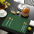 thumbnail image 3 of Green and Black Checkerboard Pattern Summer Placemats Table Placemats Set Of 6-Linen Kitchen Washable Placemats Table Mats 11.8"x17.7" Non-Slip Heat Resistant, 3 of 5