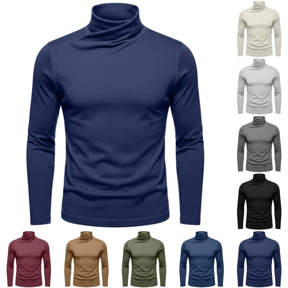 Rvwovn Men's Turtleneck Long Sleeve Tee, Soft Slim Fit Pullover Basy Layer T-Shirt Fall Winter Wear