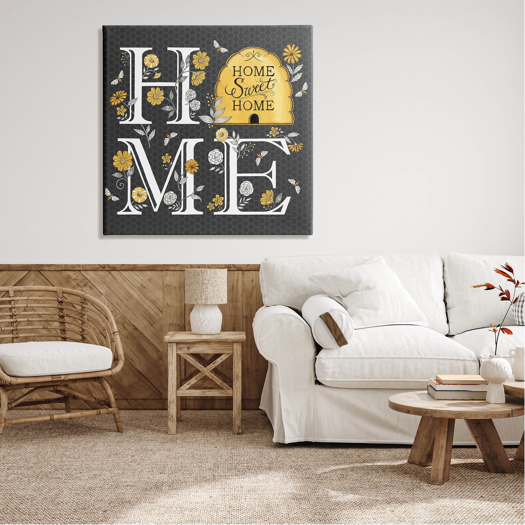 Hive Pattern Sweet Home Botanicals Animals & Insects Graphic Art Gallery Wrapped Canvas Print Wall Art