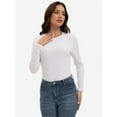 thumbnail image 4 of Womens Long Sleeve Stretch Crew neck T-Shirt Fitted Casual Basic Tops, 4 of 6