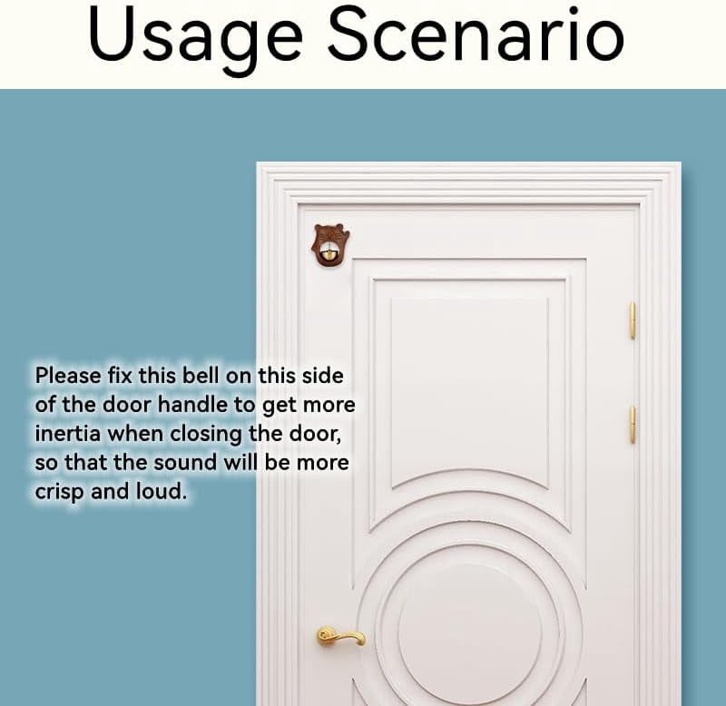 Shopkeepers Bell - Magnetic Attached Doorbell for Door Opening - Unique Office Ornament and Hanging Decoration for Business Entrance, Fridge Sticker and Barn Door (Golden Teak)