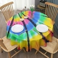 thumbnail image 3 of Colorful Rainbow Tie Dye Spiral Pattern Round Tablecloth 60"x60",Wrinkle Wipeable Table Cloth for Kitchen Dining Room Picnic Patio Party, 3 of 6