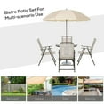thumbnail image 6 of Resenkos 6 Pieces Patio Dining Set, Four Chairs, A Round Glass Table, Umbrella, Steel, Mesh, Glass, Beige, 6 of 11