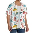 thumbnail image 2 of Uemuo Dinosaur Pattern Cotton Linen Short Sleeve Shirts,Casual Lightweight Button Down Shirts,Vacation Beach Summer Tops-XX-Large, 2 of 7