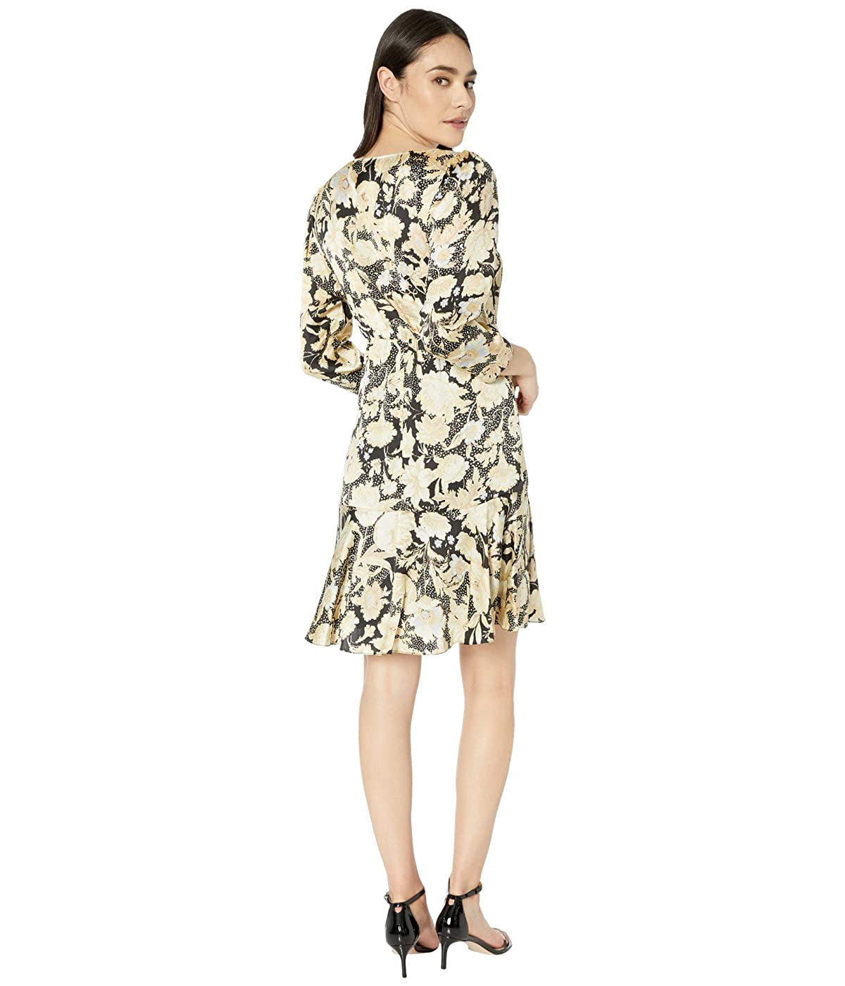 メール便送料無料対応可 レベッカテイラー レディース Combo Black Dress Leaf Gold Sleeve Long トップス ワンピース ワンピーススーツ