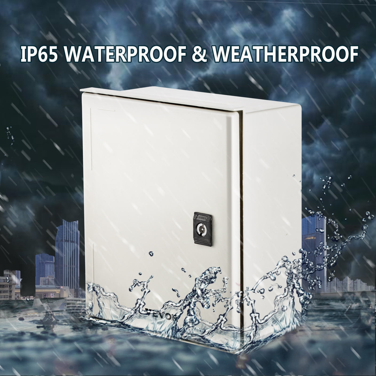 VEVOR Fiberglass Enclosure 11.8 x 9.8 x 5.5" Electrical Enclosure Box NEMA 3X Electronic Equipment Enclosure Box IP65 Weatherproof Wall-Mounted Electrical Enclosure With Hinges & Quarter-Turn Latches
