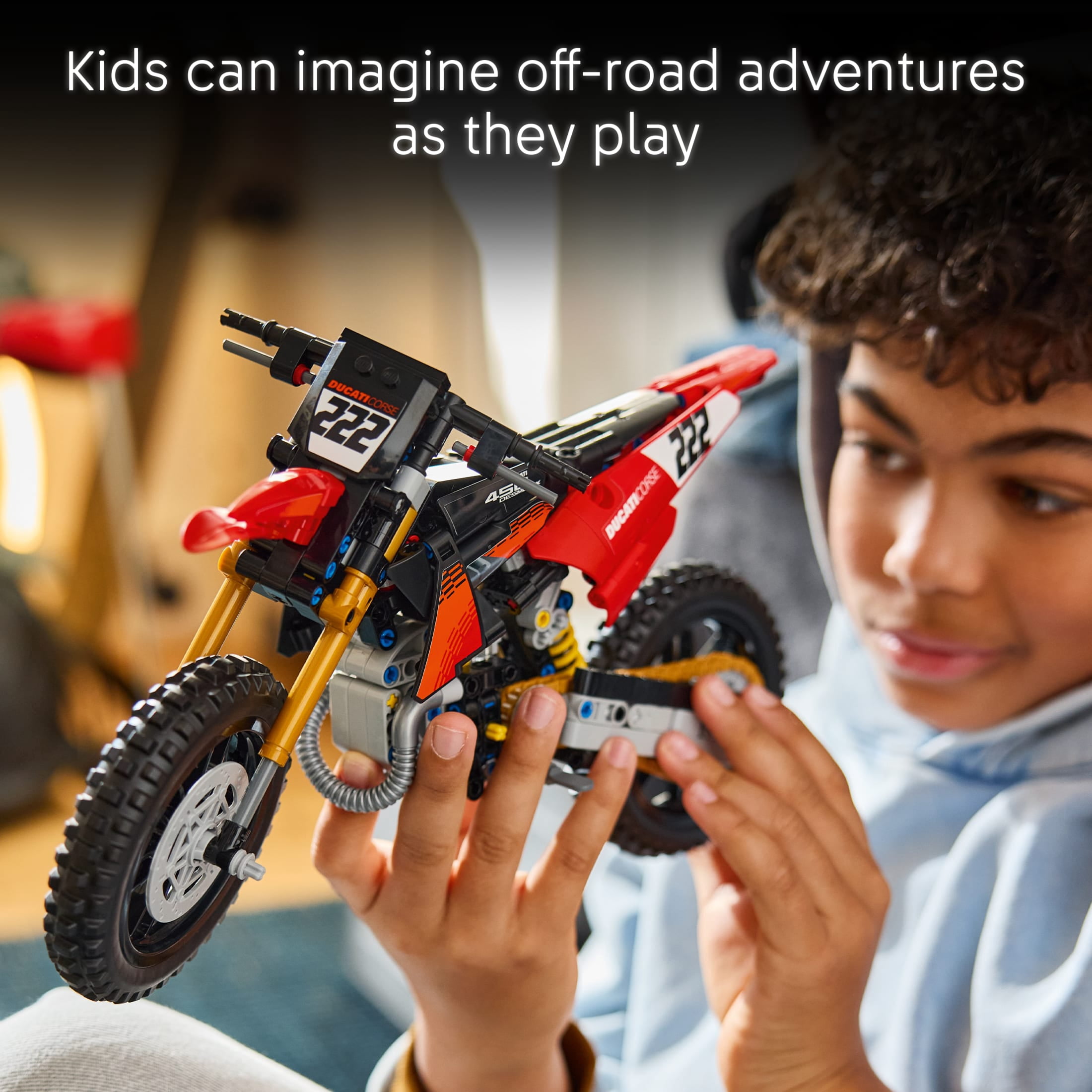 LEGO Technic Ducati Desmo450 MX Factory Motorcycle Toy - Building Toy for Boys & Girls, Ages 10+ - Kids Bedroom Decor - Motorcycle Model with Realistic Details - Gift for Birthdays - 42238