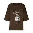 thumbnail image 3 of Hauts d'Été pour Femmes, Chemise Imitation Lin Manches 3/4 Col Rond T-Shirt Ample avec Poche Chemise Décontractée Légère et Pratique Haut d'Été, Hauts d'Été pour Femmes, 3 of 3