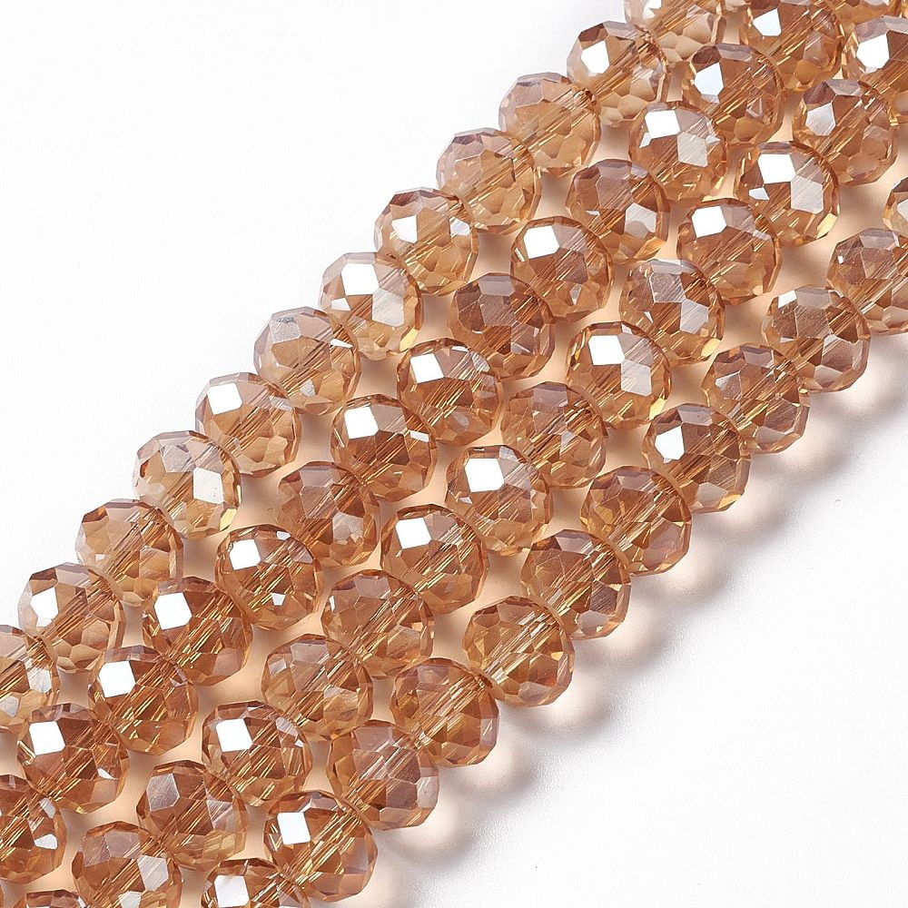 10strands Handmade Glass Beads Faceted Rondelle Camel 10x7mm Hole: 1mm about 70~72pcs/strand