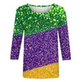 thumbnail image 3 of XUNKUSGA Mardi Gras Outfit for Women Fashion Carnival Funny Graphic 3/4 Sleeve Tops for Women Casual Crewneck T-Shirts for Women Comfortable Classic Versatile Shirts for Women S-3XL Purple, 3 of 4